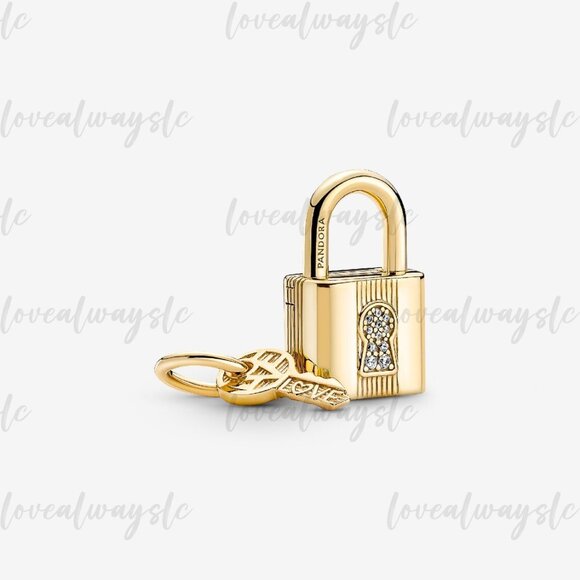 Pandora Padlock & Key Dangle Charm - Picture 1 of 7